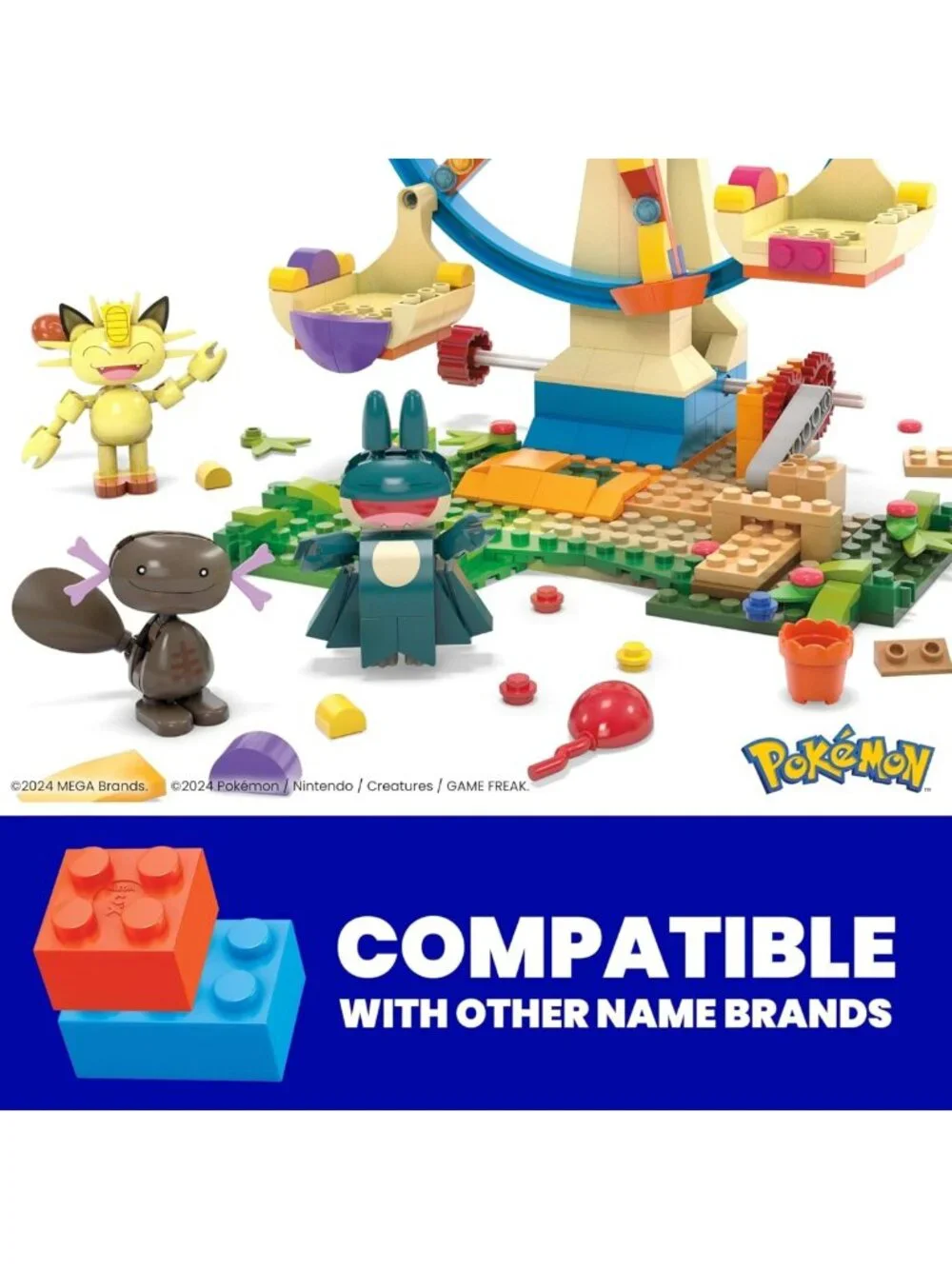 393-Piece Building Toy Set with Ferris Wheel & 4 Poseable Characters for Kids